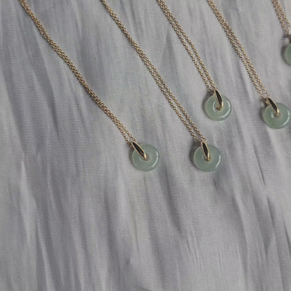 Guardian | Dainty Safekeeping 'Ping An' Jadeite Pendant in Aqua Green (10mm)