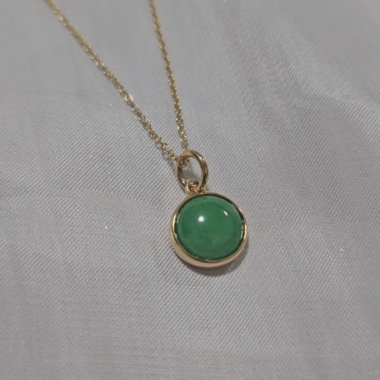 Galaxy | Moon Jadeite Pendant in Apple Green (18K Solid Gold)