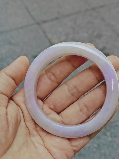 GUARDIAN | JAYDE Untreated Grade-A Jadeite Bangle in Dreamy Lavender Purple and Pastel Green (57.5mm Half Round)