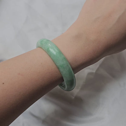 GUARDIAN | JAYDE Untreated Grade-A Jadeite Bangle in Pastel & Dark Green (53.7mm Half Round)