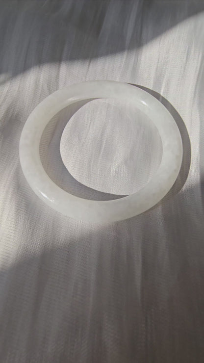 GUARDIAN | JAYDE Natural Grade-A Jadeite Bangle in Misty White (58.5mm Round)