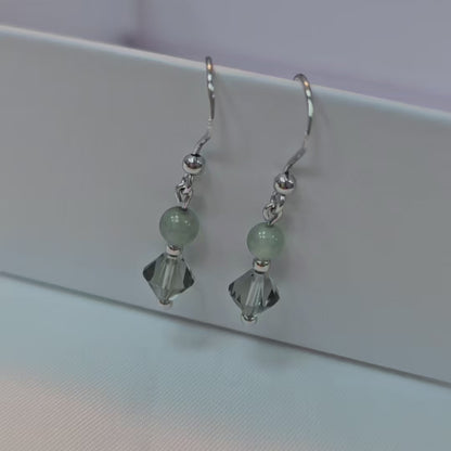 Yuan | 'Forest' Jadeite Drop Earrings in Shadow Green