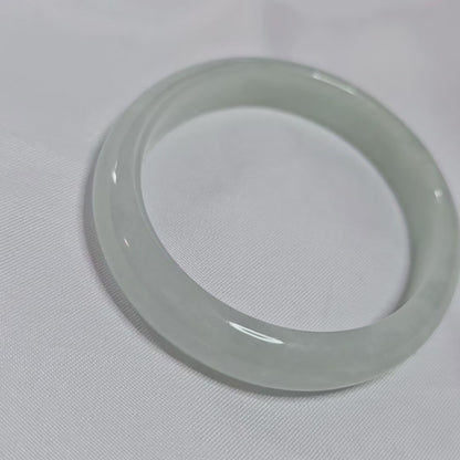 GUARDIAN | JAYDE Natural Grade-A Jadeite Bangle in Dreamy White with pastel green undertone (56.6mm Half Round)