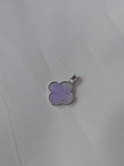 Nature | Serendipity Four Leaf Clover Jadeite Pendant in Lavender Purple and Pastel Green