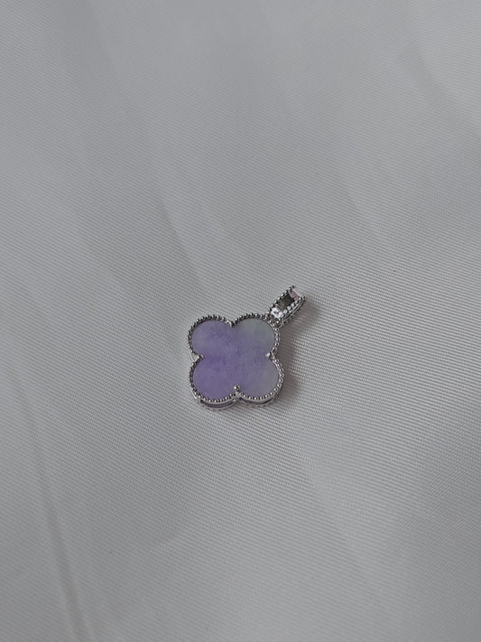 Nature | Serendipity Four Leaf Clover Jadeite Pendant in Lavender Purple and Pastel Green