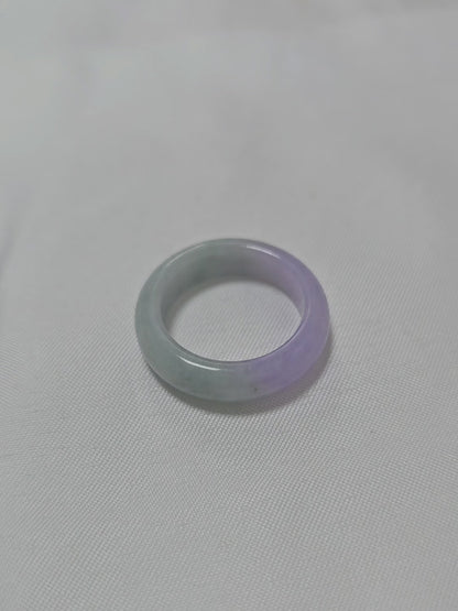Yuan | Untreated Grade-A Jadeite Ring in Lavender Purple and Pastel Green