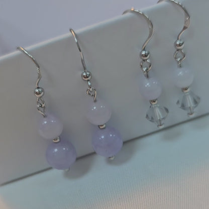 Yuan | 'Mei' Jadeite Drop Earrings in Fairy White