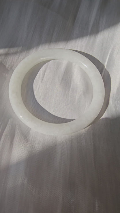 GUARDIAN | JAYDE Natural Grade-A Jadeite Bangle in Misty White (58.5mm Round)