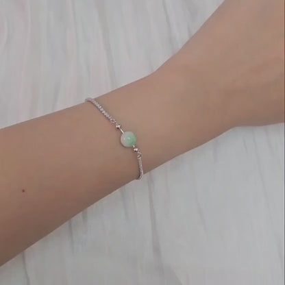 Yuan | Classic Jadeite Bracelet in White and Pastel Green