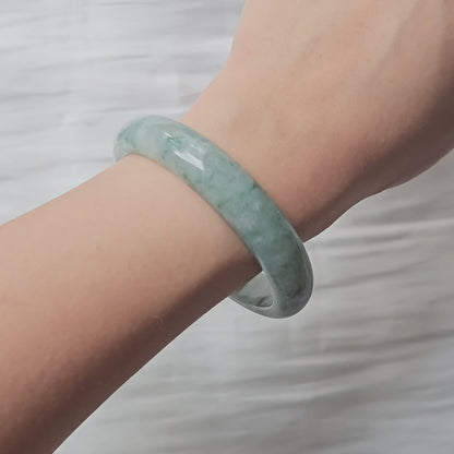 GUARDIAN | JAYDE Natural Grade-A Jadeite Bangle in Floral Green/Piao Hua (55.4mm Half Round)