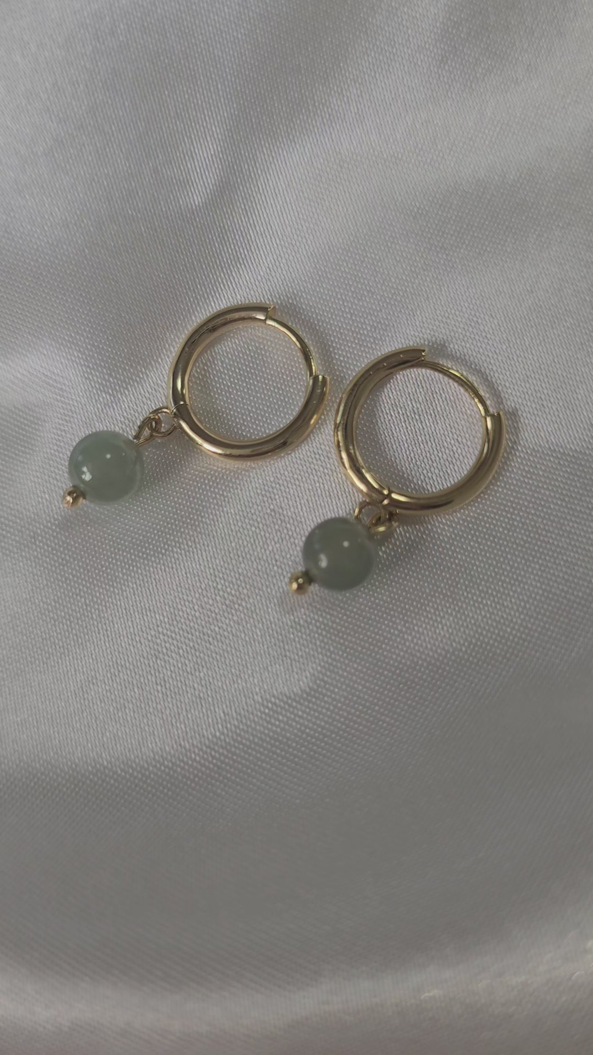 authentic minimalistic modern simple green jadeite jade sterling silver 14K gold vermeil huggie earrings