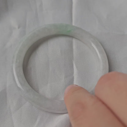 GUARDIAN | JAYDE Natural Grade-A Jadeite Bangle in Dreamy White with Pastel Green (55.4mm Round)