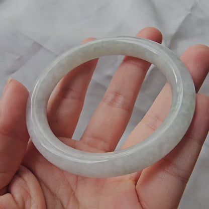 GUARDIAN | JAYDE Natural Grade-A Jadeite Bangle in Dreamy White with Pastel Green (55.2mm Round)