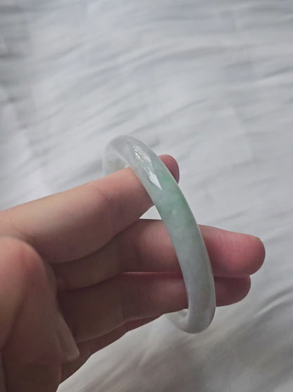 GUARDIAN | JAYDE Natural Grade-A Jadeite Bangle in Dreamy White with Pastel Green (57.6mm Round)