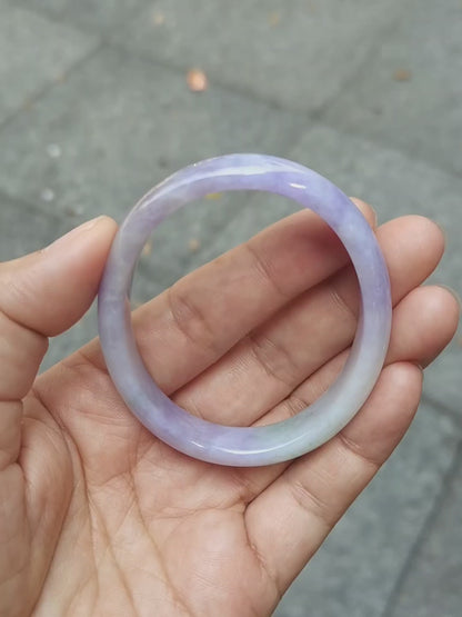 GUARDIAN | JAYDE Untreated Grade-A Jadeite Bangle in Dreamy Lavender Purple and Pastel Green (53.6mm Oval)