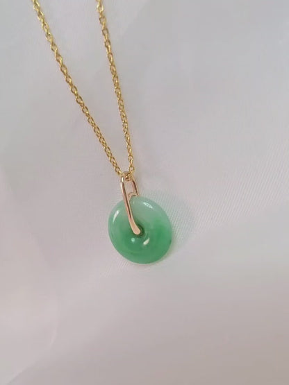 Guardian | Imperial Safekeeping 'Ping An' Jadeite Pendant in Deep Green (13mm, 18ct Gold)