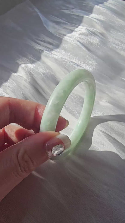 GUARDIAN | JAYDE Natural Grade-A Jadeite Bangle in Pastel Green (54mm Round)