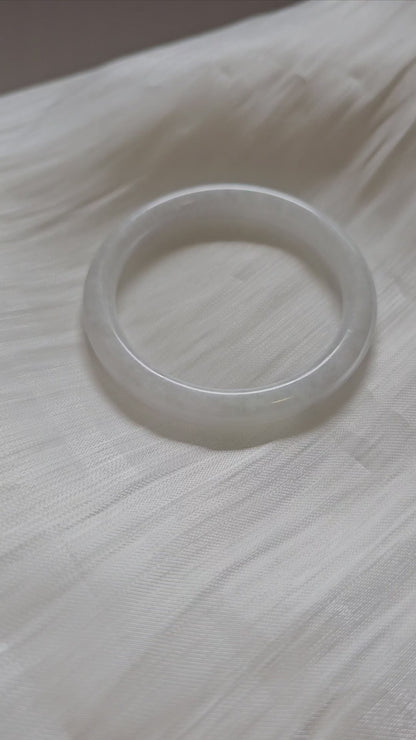 GUARDIAN | JAYDE Natural Grade-A Jadeite Bangle in Misty White (55.2mm Round)