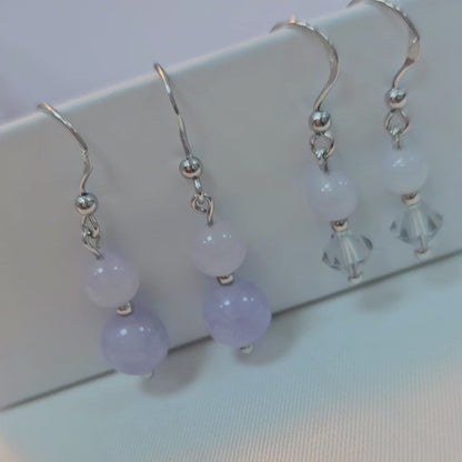 Yuan | 'Mei' Jadeite Drop Earrings in Dreamy Purple