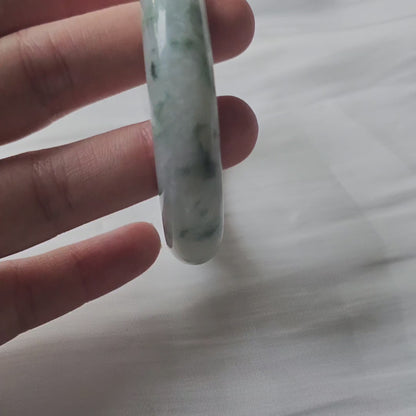 GUARDIAN | JAYDE Natural Grade-A Jadeite Bangle in Floral Green/Piao Hua (56.3mm Half Round)