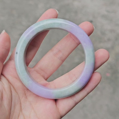 GUARDIAN | JAYDE Natural Grade-A Jadeite Bangle in Lavender Purple and Pastel Green (56.5mm Half Round)