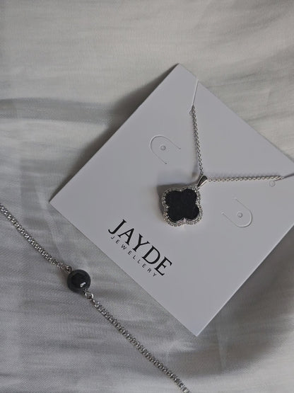 Nature | Serendipity Clover Gift Set (Mysterious Black Jade, Sterling Silver)