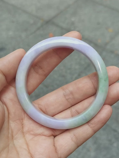 GUARDIAN | JAYDE Untreated Grade-A Jadeite Bangle in Dreamy Lavender Purple and Pastel Green (54.5mm Half Round)