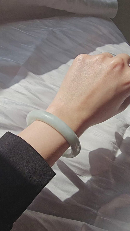 GUARDIAN | JAYDE Natural Grade-A Jadeite Bangle in Light Pastel Green (57mm Half Round)