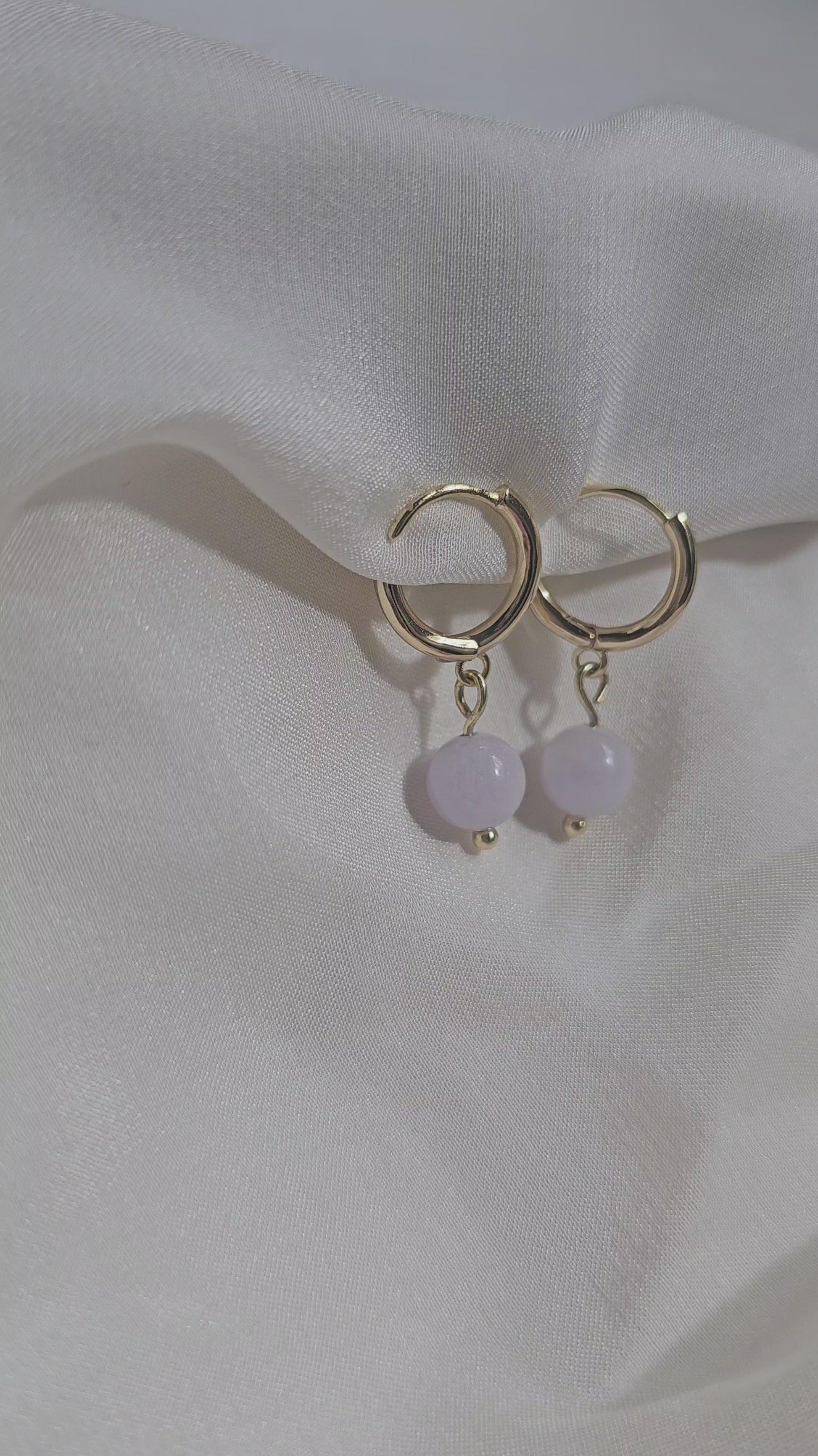 authentic minimalistic modern simple lavender purple jadeite jade sterling silver 14K gold vermeil huggie earrings