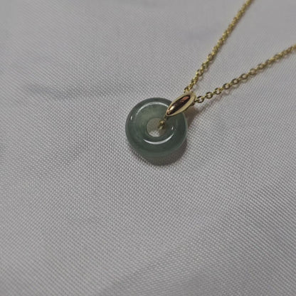 Guardian | Dainty Safekeeping 'Ping An' Jadeite Pendant in Aqua Green (10mm)