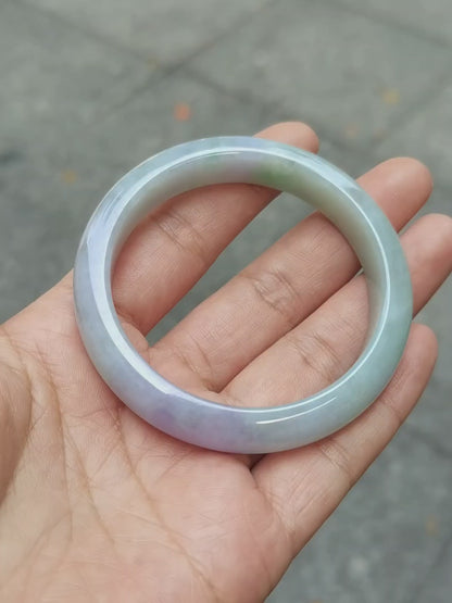 GUARDIAN | JAYDE Untreated Grade-A Jadeite Bangle in Dreamy Lavender Purple and Pastel Green (52.7mm Half Round)