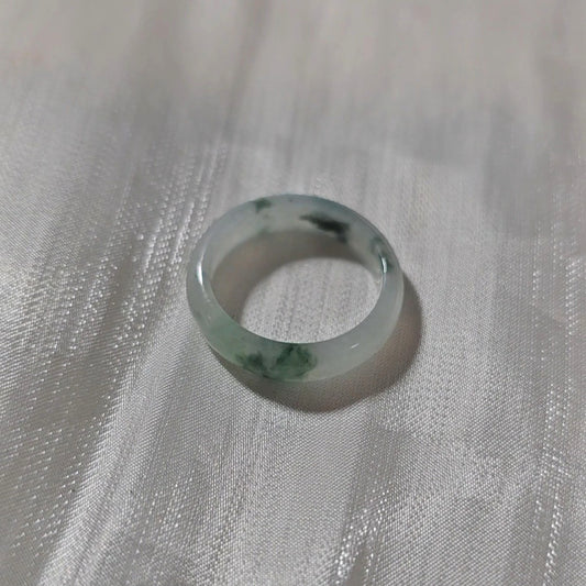 Yuan | Untreated Grade-A Jadeite Ring in Floral Green