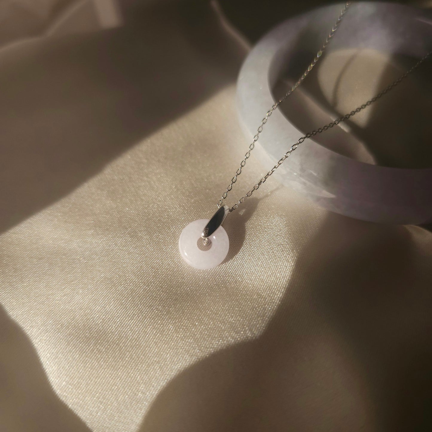 Guardian | Dainty Safekeeping 'Ping An' Jade Pendant in Light Lavender Purple